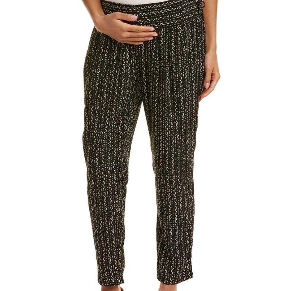 Hatch Jensie Maternity Pants Size 2-Black with blush/cream print